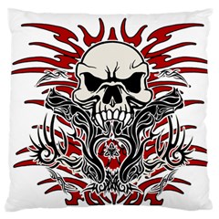 Skull Tribal Large Cushion Case (one Side) by Valentinaart