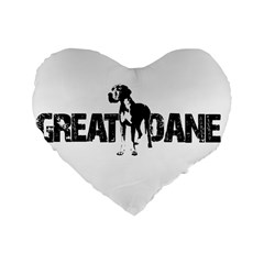 Great Dane Standard 16  Premium Heart Shape Cushions by Valentinaart