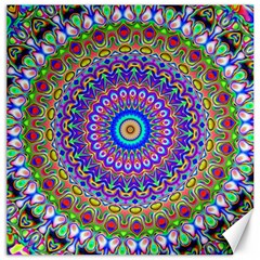 Colorful Purple Green Mandala Pattern Canvas 16  X 16   by paulaoliveiradesign