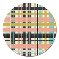 Plaid Pattern Magnet 5  (round) by linceazul