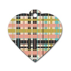 Plaid Pattern Dog Tag Heart (one Side) by linceazul