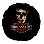 Bulldog biker Large 18  Premium Flano Round Cushions Front