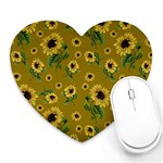 Sunflowers pattern Heart Mousepads Front