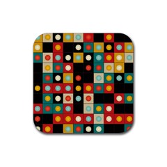 Colors On Black Rubber Coaster (square)  by linceazul