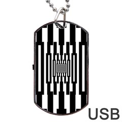 Black Stripes Endless Window Dog Tag Usb Flash (two Sides) by designworld65