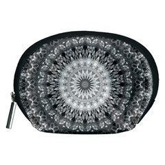 Feeling Softly Black White Mandala Accessory Pouches (medium)  by designworld65