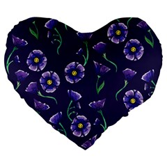 Floral Large 19  Premium Flano Heart Shape Cushions by BubbSnugg