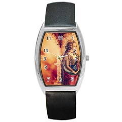 Fantasy Art Painting Magic Woman  Barrel Style Metal Watch by paulaoliveiradesign