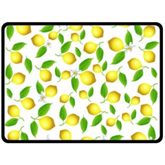 Lemon Pattern Fleece Blanket (large)  by Valentinaart