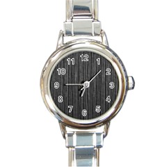 Stylish Silver Strips Round Italian Charm Watch by gatterwe