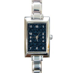 Blue Flower Glitter Look Rectangle Italian Charm Watch by gatterwe