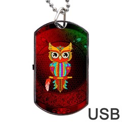 Cute Owl, Mandala Design Dog Tag Usb Flash (one Side) by FantasyWorld7