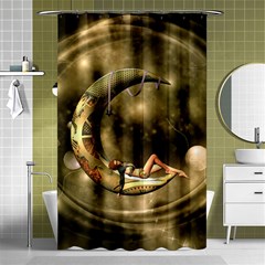 Steampunk Lady  In The Night With Moons Shower Curtain 48  X 72  (small)  by FantasyWorld7