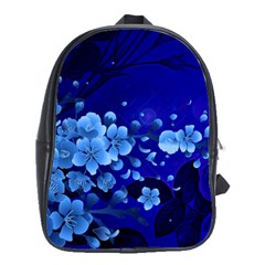 Floral Design, Cherry Blossom Blue Colors School Bag (large) by FantasyWorld7