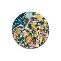 Art Graffiti Abstract Vintage Magnet 3  (round) by Nexatart