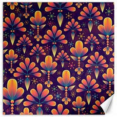 Floral Abstract Purple Pattern Canvas 16  X 16   by paulaoliveiradesign