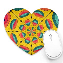 Textured Tropical Mandala Heart Mousepads by linceazul