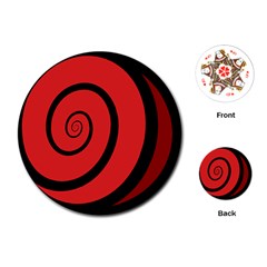 Double Spiral Thick Lines Black Red Playing Cards (round)  by Mariart