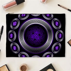 Digital Celtic Clock Template Time Number Purple Cosmetic Bag (xl) by Mariart