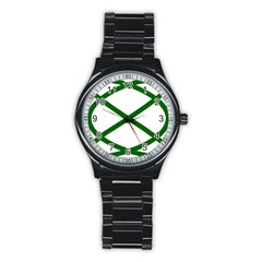 Lissajous Small Green Line Stainless Steel Round Watch by Mariart