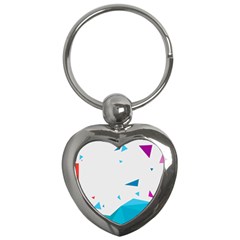 Triangle Chevron Colorfull Key Chains (heart)  by Mariart