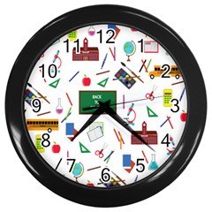 Back To School Wall Clocks (black) by Valentinaart