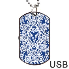 Birds Fish Flowers Floral Star Blue White Sexy Animals Beauty Dog Tag Usb Flash (one Side) by Mariart