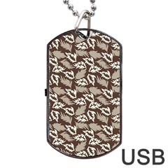 Dried Leaves Grey White Camuflage Summer Dog Tag Usb Flash (one Side) by Mariart