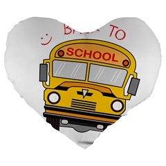 Back To School - School Bus Large 19  Premium Flano Heart Shape Cushions by Valentinaart