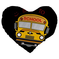 Back To School - School Bus Large 19  Premium Flano Heart Shape Cushions by Valentinaart