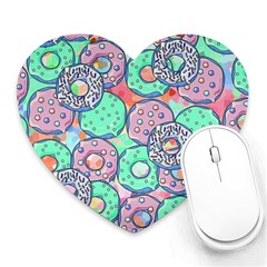 Donuts Pattern Heart Mousepads by ValentinaDesign