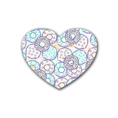 Donuts Pattern Rubber Coaster (heart)  by ValentinaDesign