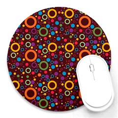 70s Pattern Round Mousepads by ValentinaDesign