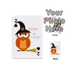 Halloween Orange Witch Owl Playing Cards 54 (mini)  by Valentinaart