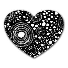 Circle Polka Dots Black White Heart Mousepads by Mariart