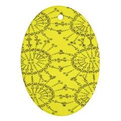 Yellow Flower Floral Circle Sexy Ornament (oval) by Mariart