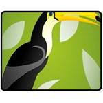 Cute Toucan Bird Cartoon Fly Yellow Green Black Animals Double Sided Fleece Blanket (Medium)  58.8 x47.4  Blanket Front