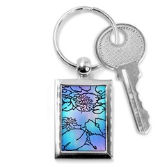 Lotus Flower Wall Purple Blue Key Chains (rectangle)  by Mariart