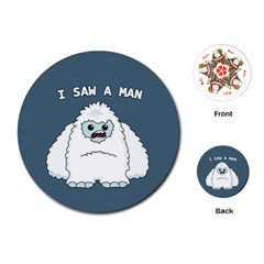 Yeti - I Saw A Man Playing Cards (round)  by Valentinaart