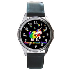 Unicorn Sheep Round Metal Watch by Valentinaart