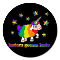 Unicorn Sheep Magnet 5  (round) by Valentinaart