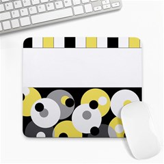 Black, Gray, Yellow Stripes And Dots Large Mousepads by digitaldivadesigns