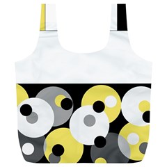 Black, Gray, Yellow Stripes And Dots Full Print Recycle Bags (l)  by digitaldivadesigns