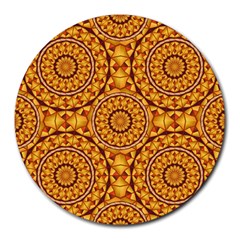 Golden Mandalas Pattern Round Mousepads by linceazul