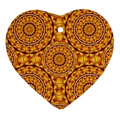 Golden Mandalas Pattern Heart Ornament (two Sides) by linceazul