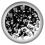 Black And White Splash Texture Wall Clocks (Silver)  Front