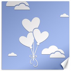 Clouds Sky Air Balloons Heart Blue Canvas 12  X 12   by Nexatart