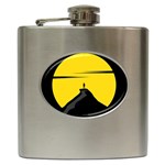 Man Mountain Moon Yellow Sky Hip Flask (6 oz) Front