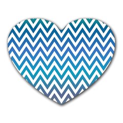 Blue Zig Zag Chevron Classic Pattern Heart Mousepads by Nexatart