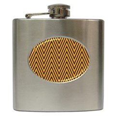 Chevron Brown Retro Vintage Hip Flask (6 Oz) by Nexatart